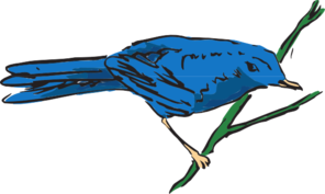 Blue Bird On A Stem Clip Art
